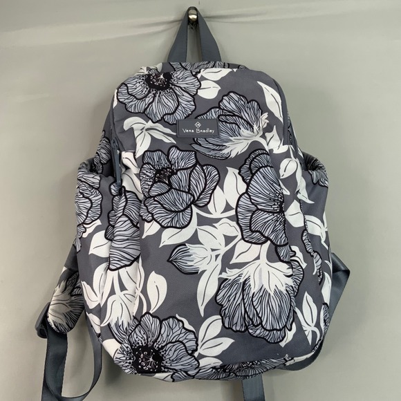 Vera Bradley Handbags - Vera Bradley Backpack Gray Floral Lightweight Travel School Bag
